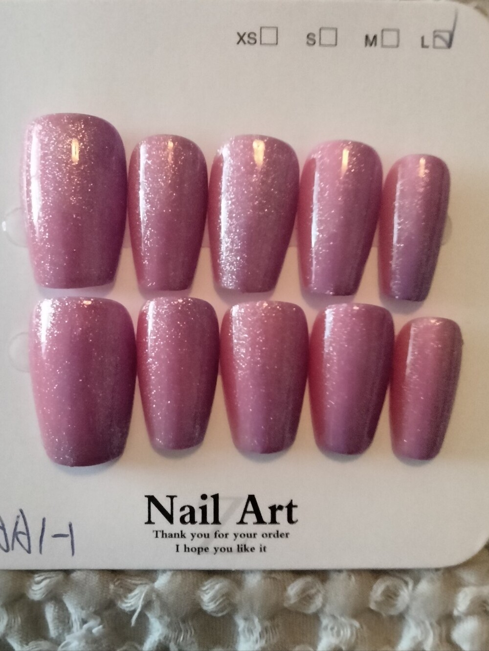 Nail Art Ombre Shimmer Mauve Press-On Nails Size Large - Picture 7 of 7